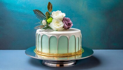 Sweet sophistication , the elegance of a minimalist birthday cake design, featuring sleek lines and a touch of metallic accents