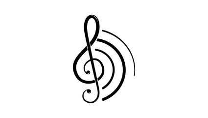 Obraz premium G-clef music emblem, black isolated silhouette