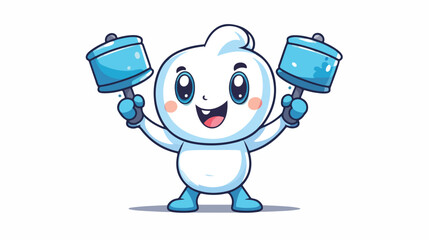 Lab beakers mascot cartoon doing fitness 