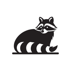 Raccoon Vector Silhouette: A Mysterious Silhouette Capturing the Essence of Raccoon Cunning in Vector Form. Black raccoon illustration.