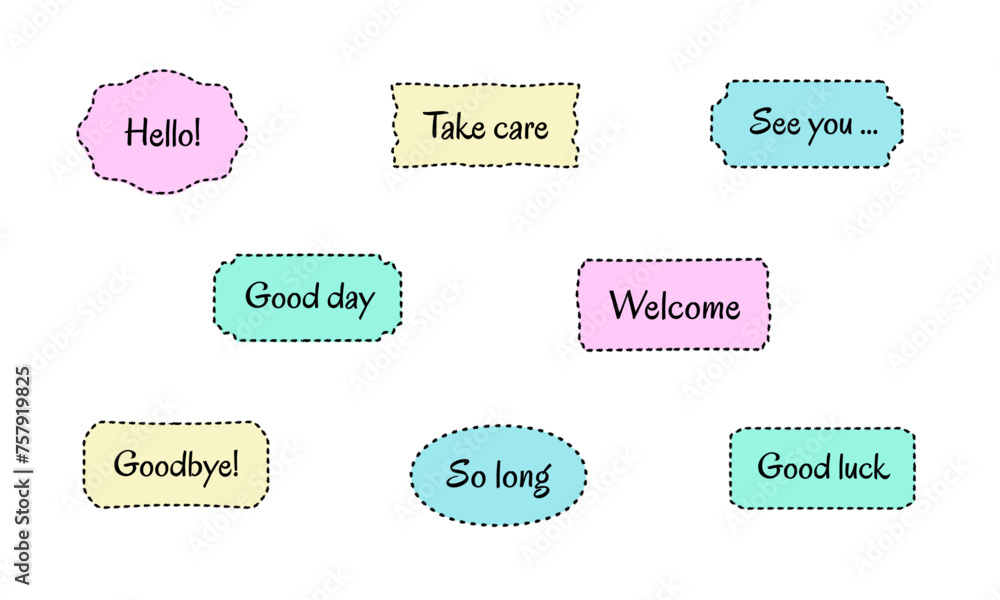 Poster hand-drawn doodle frames. set of the colorful vector text boxes isolated on a white background. quot