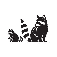 Raccoon Vector Silhouette: A Mysterious Silhouette Capturing the Essence of Raccoon Cunning in Vector Form. Black raccoon illustration.