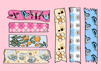 Paper tape collection with different spring patterns.