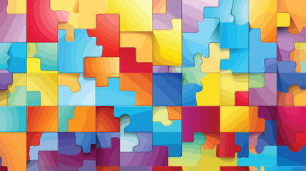 Multicolored Pieces of a Puzzle matching together 