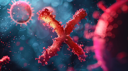 Virus X cells, new disease, pandemic concept