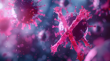 Virus X cells, new disease, pandemic concept - obrazy, fototapety, plakaty