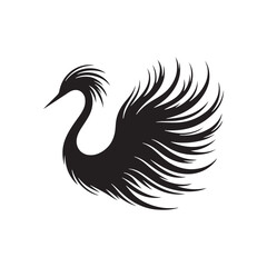 Rhea Vector Silhouette: A Majestic Silhouette Encompassing the Grace of South American Wilderness in Vector Form, Rhea Black Illustration.