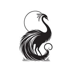 Rhea Vector Silhouette: A Majestic Silhouette Encompassing the Grace of South American Wilderness in Vector Form, Rhea Black Illustration.