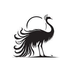 Rhea Vector Silhouette: A Majestic Silhouette Encompassing the Grace of South American Wilderness in Vector Form, Rhea Black Illustration.