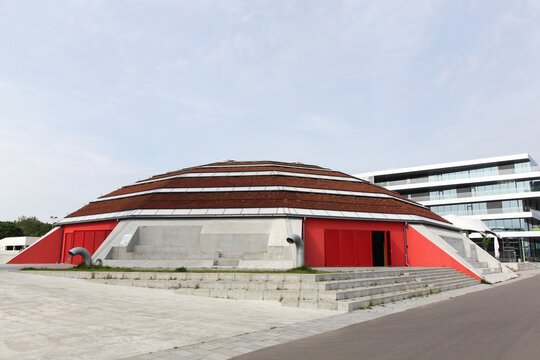Haderslev, Denmark - May 29, 2016: StreetDome building is a unique world class skatepark and street sport facility in Haderslev, Denmark	