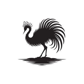 recommend clip art: Rhea Vector Silhouette: A Majestic Silhouette Encompassing the Grace of South American Wilderness in Vector Form, Rhea Black Illustration.
