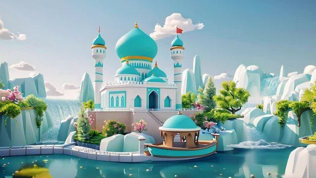 3D animated illustration of luxury mosque architecture