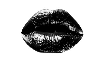 Abstract halftone kiss lips collage element. Trendy grunge design element