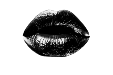 Foto op Aluminium Abstract halftone kiss lips collage element. Trendy grunge design element © ink drop
