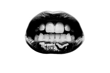 Abstract halftone mouth collage element. Trendy grunge design element - 757922200