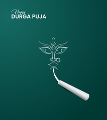 Happy Druga Puja India Festival. Durga puja design for banner, poster 3D Illustration.