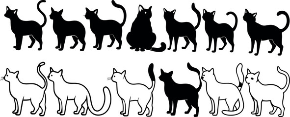 silhouette cat set