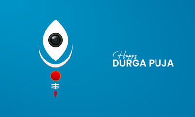Happy Druga Puja India Festival. Durga puja design for banner, poster 3D Illustration.