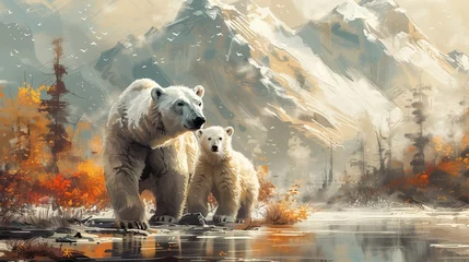 Foto op Canvas polar bear with ice on a rock © Teddy Bear