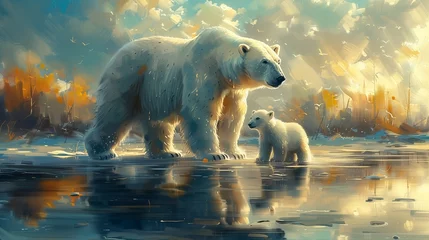Keuken spatwand met foto polar bear on ice © Teddy Bear