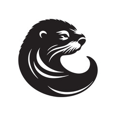 Sea otter Vector Silhouette: A Tranquil Silhouette Embracing the Playful Spirit of the Sea Otter in Vector Form.