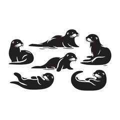 Sea otter Vector Silhouette: A Tranquil Silhouette Embracing the Playful Spirit of the Sea Otter in Vector Form.