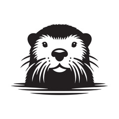 Sea otter Vector Silhouette: A Tranquil Silhouette Embracing the Playful Spirit of the Sea Otter in Vector Form.