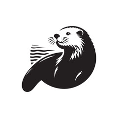 Sea otter Vector Silhouette: A Tranquil Silhouette Embracing the Playful Spirit of the Sea Otter in Vector Form.