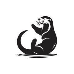 Sea otter Vector Silhouette: A Tranquil Silhouette Embracing the Playful Spirit of the Sea Otter in Vector Form.
