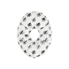 3D inflated balloon Number XXX with white & black power lightning comic hero pattern glass surface