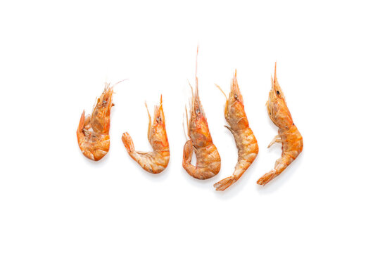 Dried shrimp object, dried shrimp isolated on white background