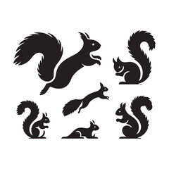 Squirrel Vector Silhouette: A Dynamic Silhouette Capturing the Agile Essence of the Squirrel in Vector Form. Squirrel black illustration.