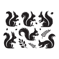 Squirrel Vector Silhouette: A Dynamic Silhouette Capturing the Agile Essence of the Squirrel in Vector Form. Squirrel black illustration.