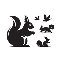 Squirrel Vector Silhouette: A Dynamic Silhouette Capturing the Agile Essence of the Squirrel in Vector Form. Squirrel black illustration.