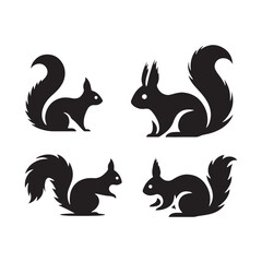 Squirrel Vector Silhouette: A Dynamic Silhouette Capturing the Agile Essence of the Squirrel in Vector Form. Squirrel black illustration.