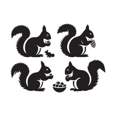 Squirrel Vector Silhouette: A Dynamic Silhouette Capturing the Agile Essence of the Squirrel in Vector Form. Squirrel black illustration.