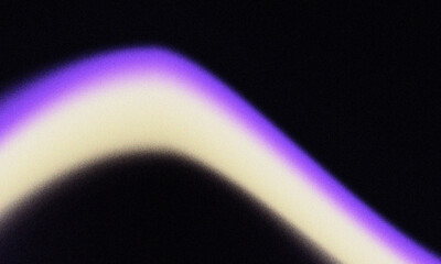 Neon Wave on dark background. Matte textured abstract glowing lines of motion on dark backdrop. Grainy retro sci fi color.