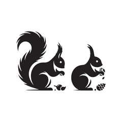 Squirrel Vector Silhouette: A Dynamic Silhouette Capturing the Agile Essence of the Squirrel in Vector Form. Squirrel black illustration.
