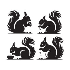 Squirrel Vector Silhouette: A Dynamic Silhouette Capturing the Agile Essence of the Squirrel in Vector Form. Squirrel black illustration.