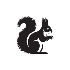 Squirrel Vector Silhouette: A Dynamic Silhouette Capturing the Agile Essence of the Squirrel in Vector Form. Squirrel black illustration.