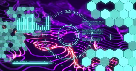 Image of scope, statistics, data processing and network of connections