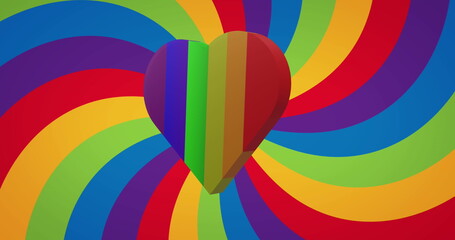 Image of rainbow heart over rainbow background