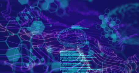 Image of scientific data processing and network of connections