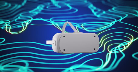 Image of vr headset and network of connections