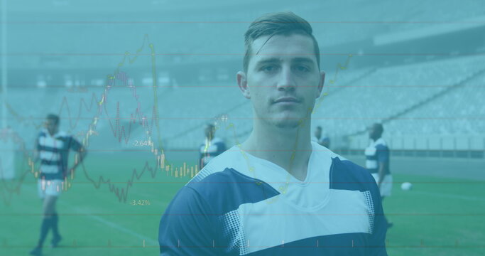 Image of statistics over rugby players