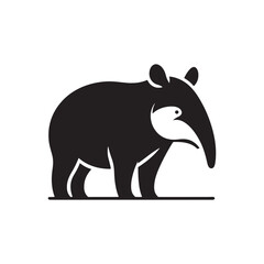 Tapir Vector Silhouette: A Majestic Silhouette Embodying the Grace and Strength of the Tapir in Vector Form, Black Tapir Illustration.
