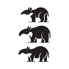 Tapir Vector Silhouette: A Majestic Silhouette Embodying the Grace and Strength of the Tapir in Vector Form, Black Tapir Illustration.