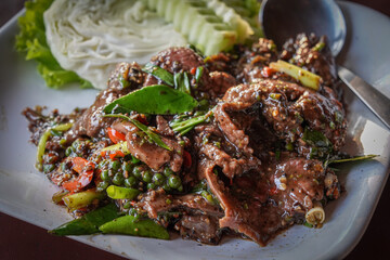 stir fried black pepper pork or beef fillet is very delicious spicy local traditional food in...