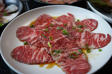 raw material of yakiniku restaurant  that prepare for grill is very delicious 
