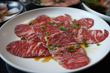 raw material of yakiniku restaurant  that prepare for grill is very delicious 